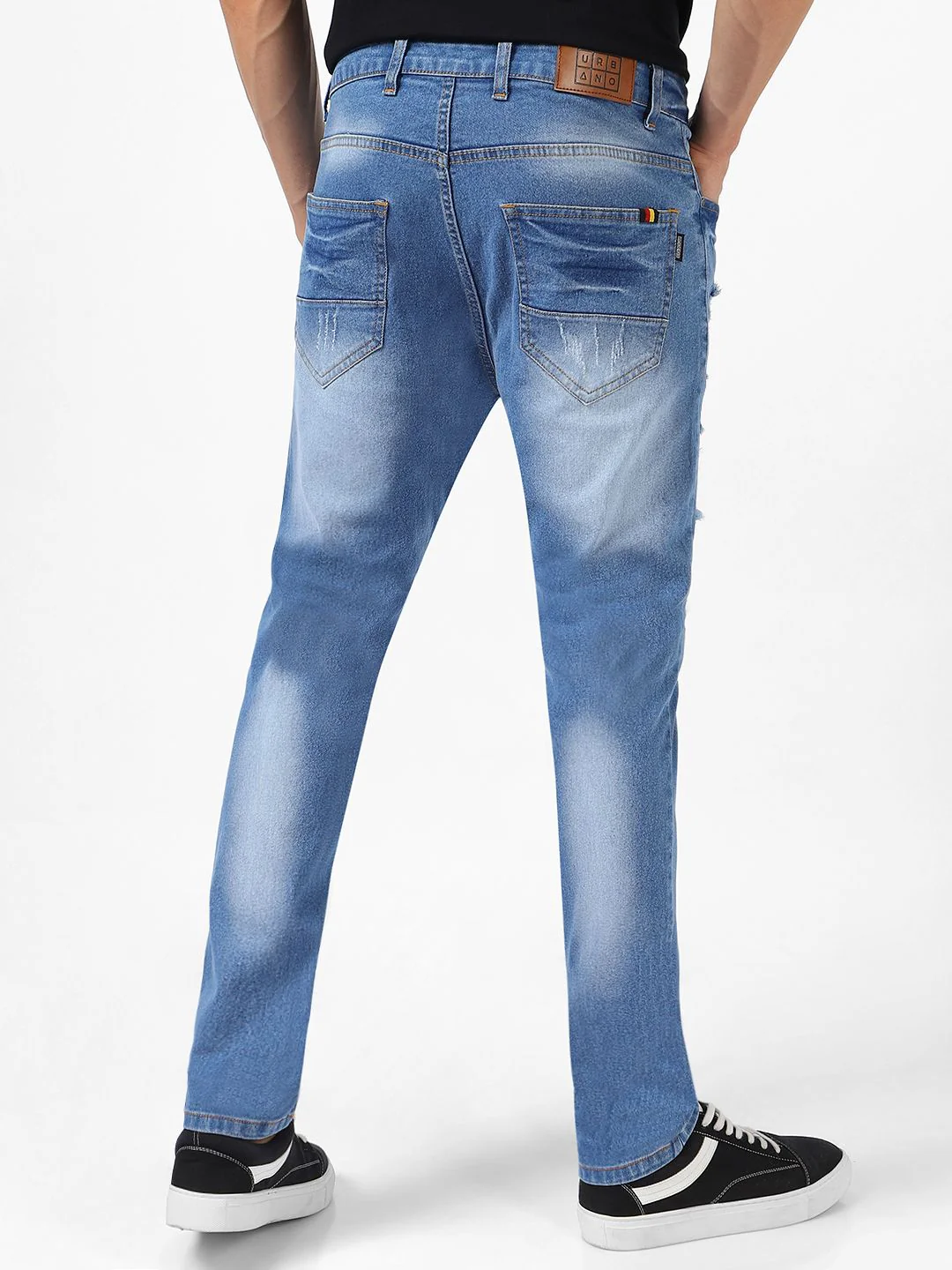 Urbano Fashion Men Blue Slim Fit Mid-Rise Highly Distressed Stretchable Jeans - Image 3