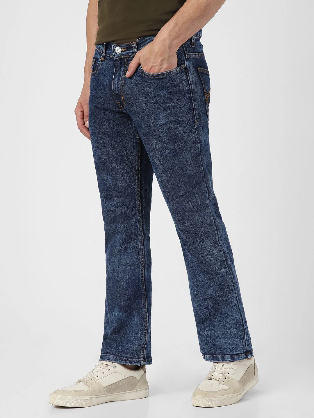 Urbano Fashion Men Bootcut Heavy Fade Clean Look Stretchable Jeans - Image 2