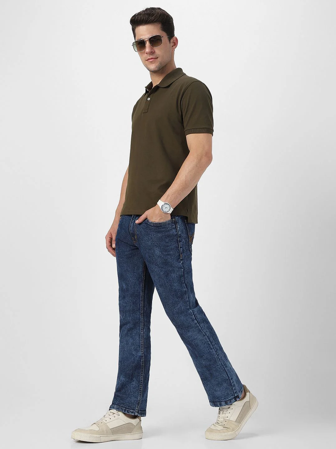 Urbano Fashion Men Bootcut Heavy Fade Clean Look Stretchable Jeans - Image 5