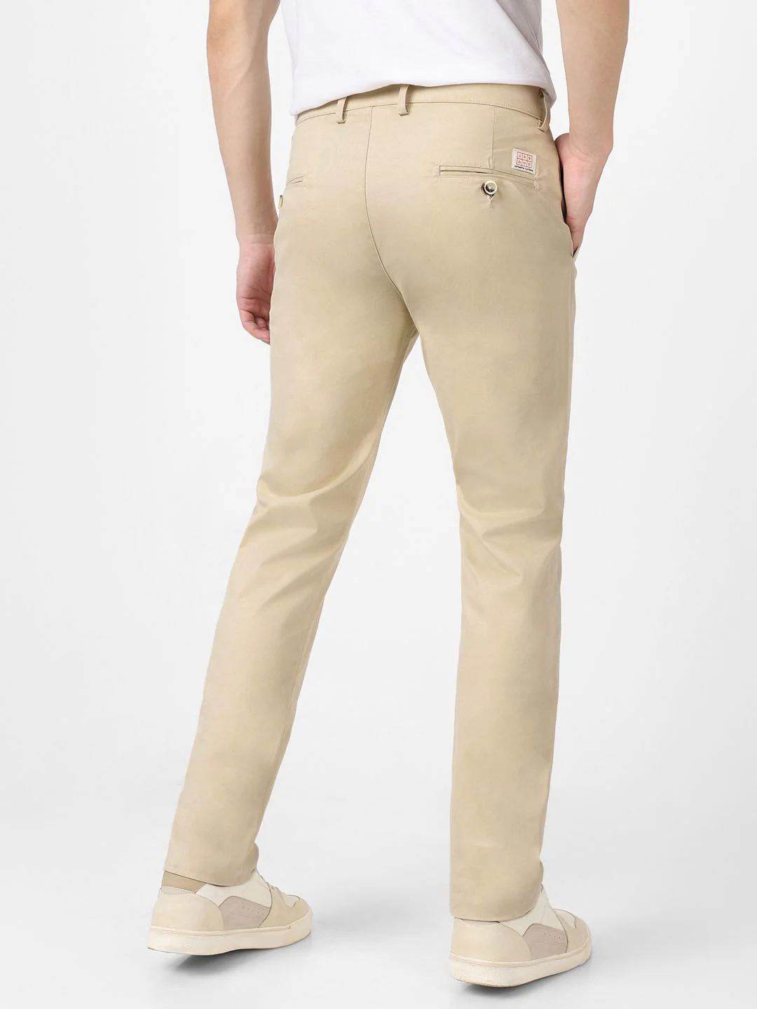 Urbano Fashion Men Cream-Coloured Slim Fit Pure Cotton Chinos - Image 3