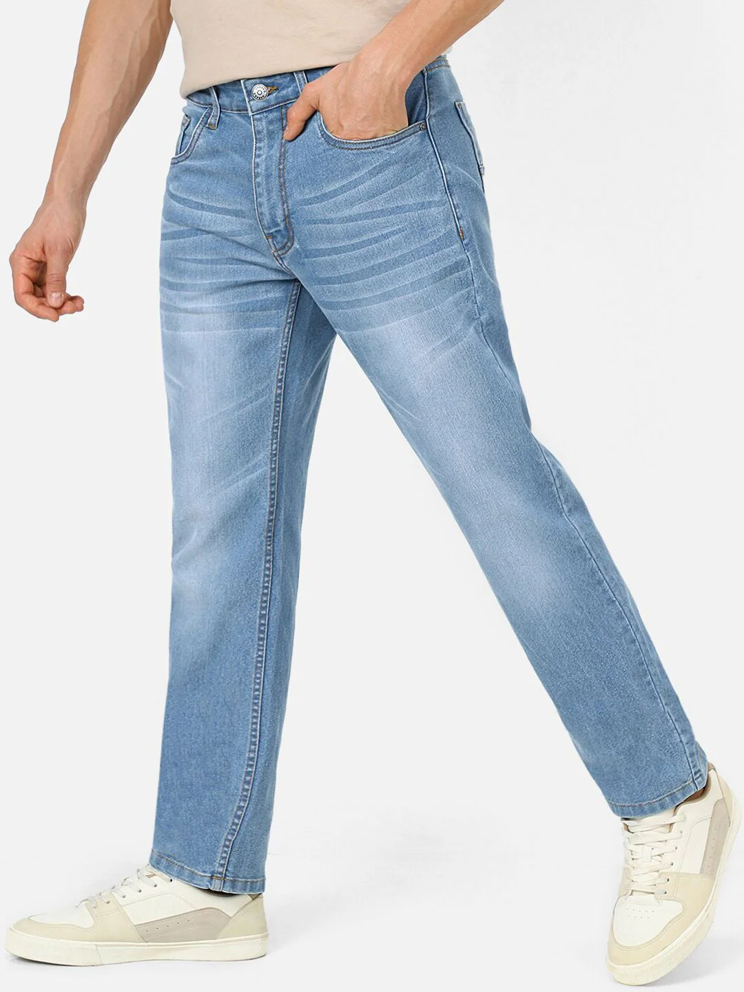 Urbano Fashion Men Heavy Fade Clean Look Washed Stretchable Whiskers Jeans - Image 2