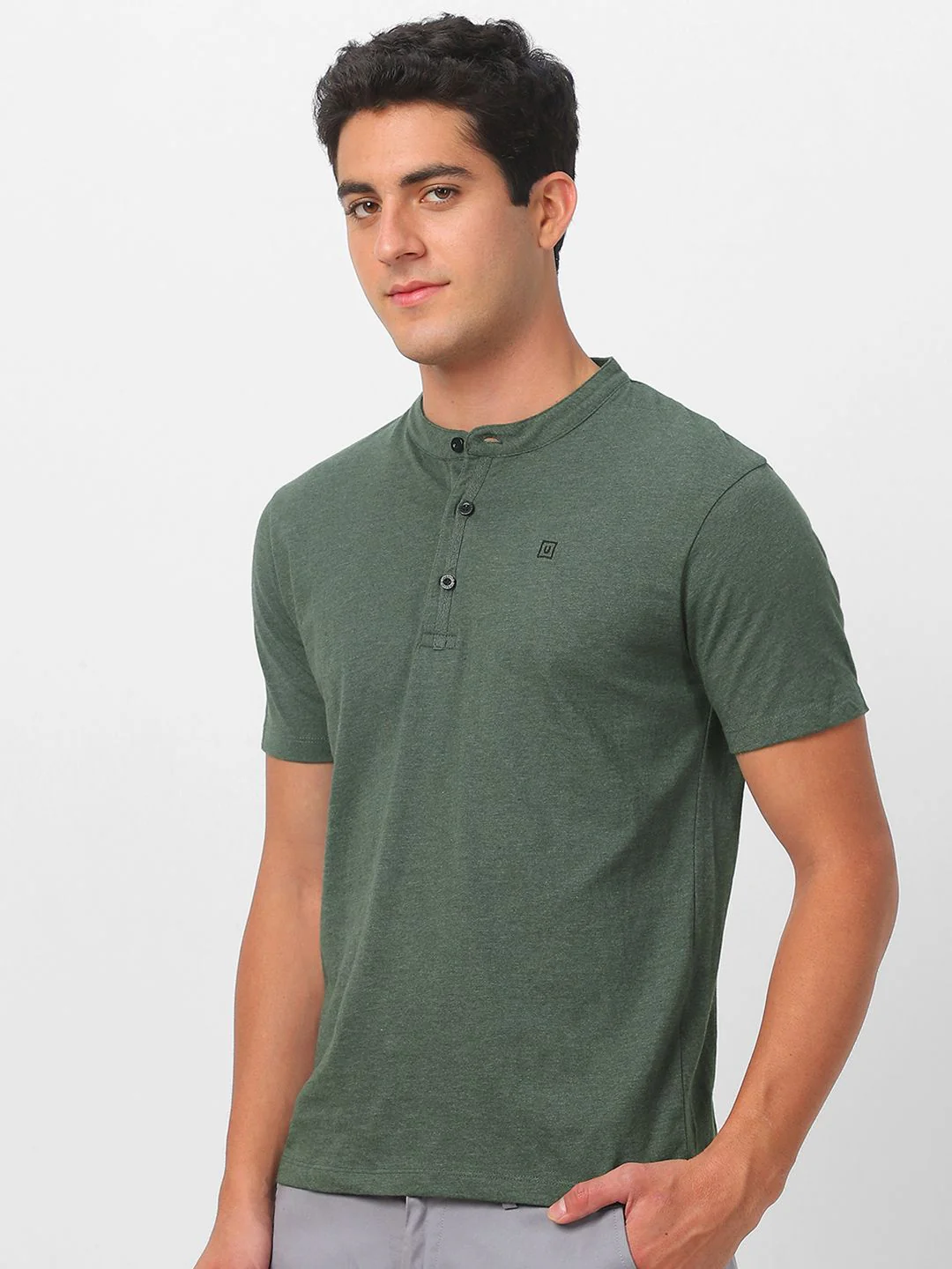 Urbano Fashion Men Henley Neck Cotton Slim Fit T-shirt - Image 2