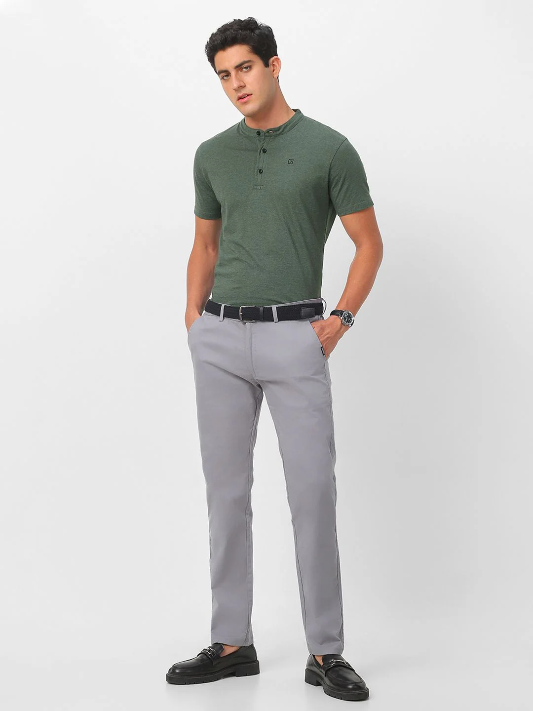 Urbano Fashion Men Henley Neck Cotton Slim Fit T-shirt - Image 5