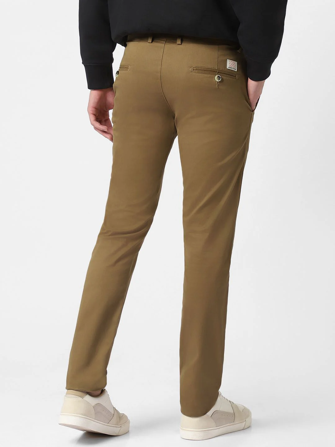 Urbano Fashion Men Khaki Brown Slim Fit Solid Regular Trousers - Image 3