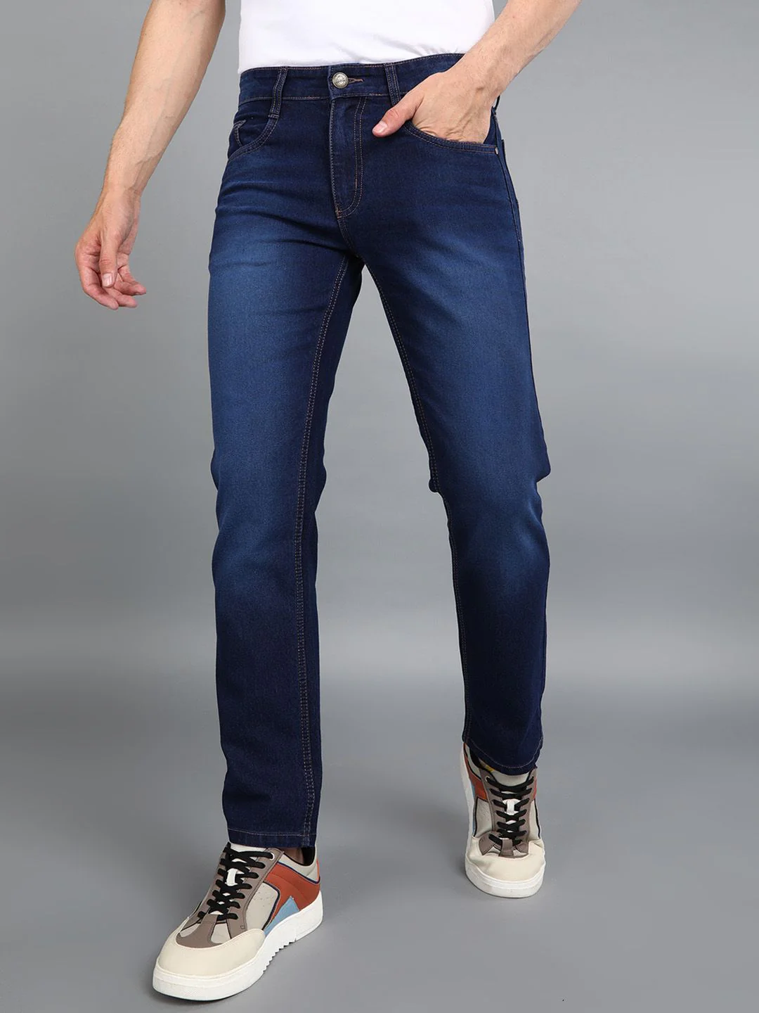 Urbano Fashion Men Light Fade Clean Look Stretchable Jeans