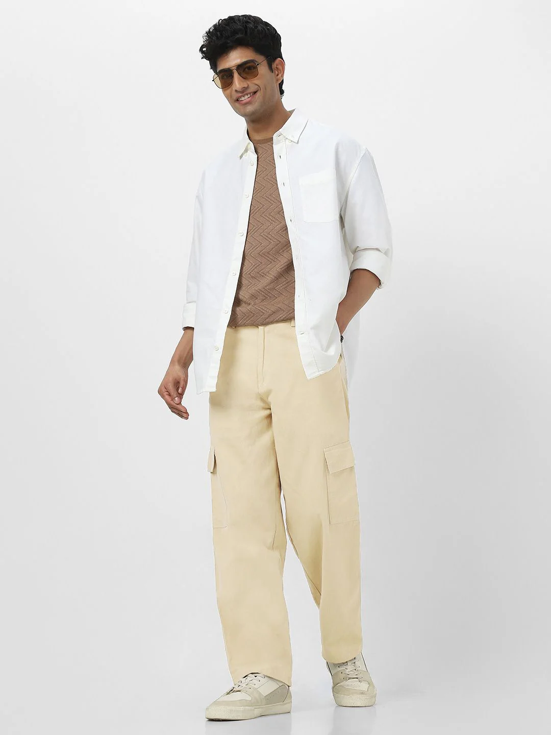 Urbano Fashion Men Loose Baggy Fit Solid Cargo Chino Pant with 6 Pockets Non-Stretchable - Image 5