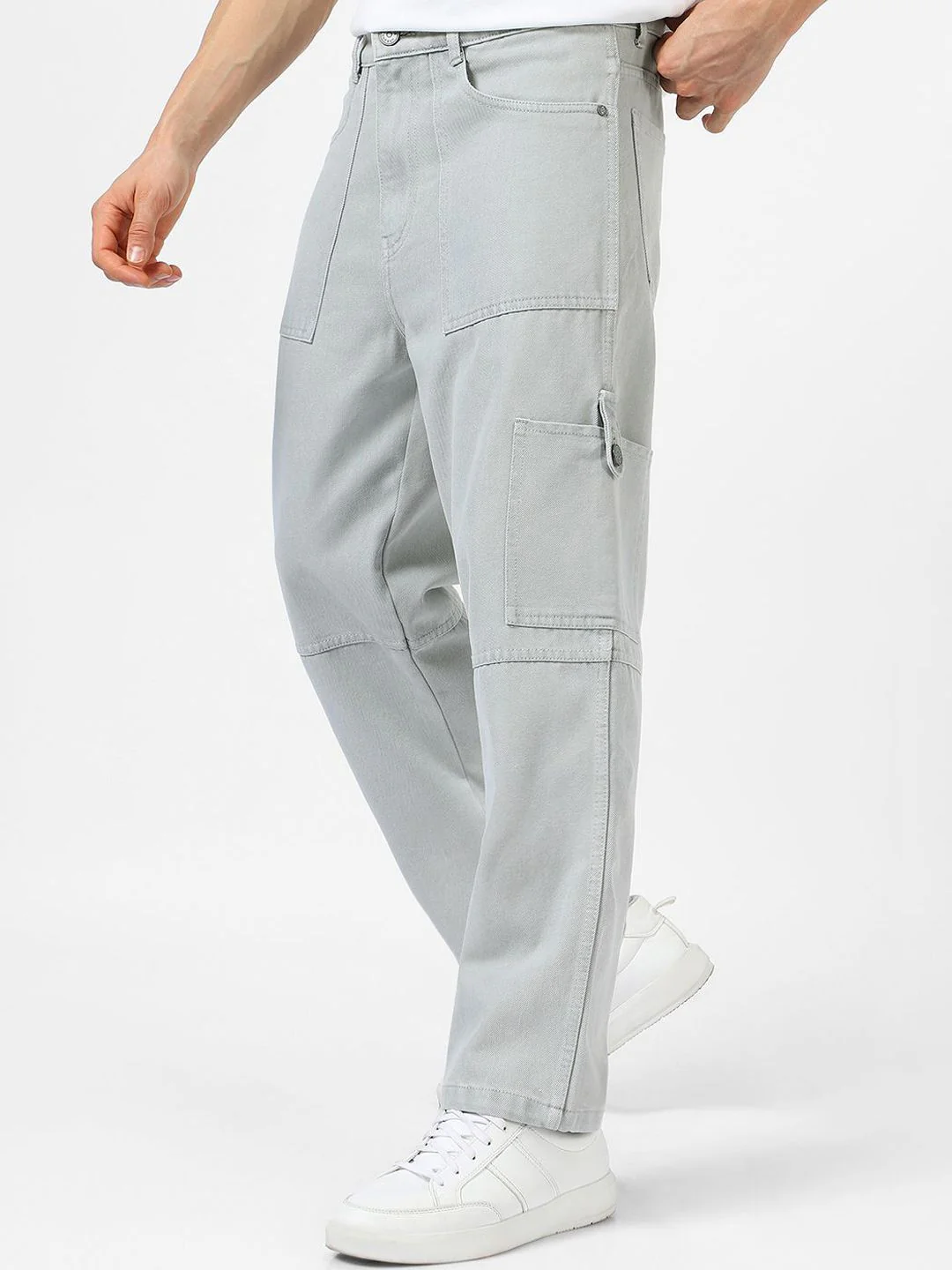 Urbano Fashion Men Loose Baggy Fit Washed Non-Stretchable Cargo Jeans - Image 2