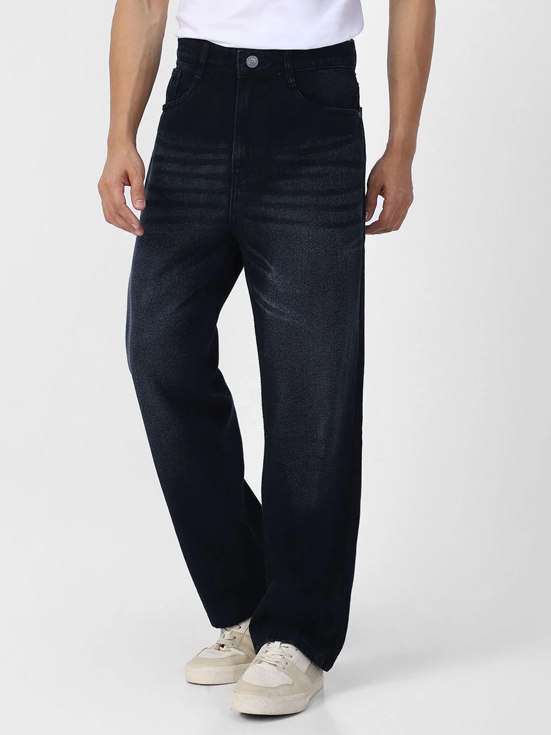 Urbano Fashion Men Loose Relaxed Fit Heavy Fade Jeans - Image 2
