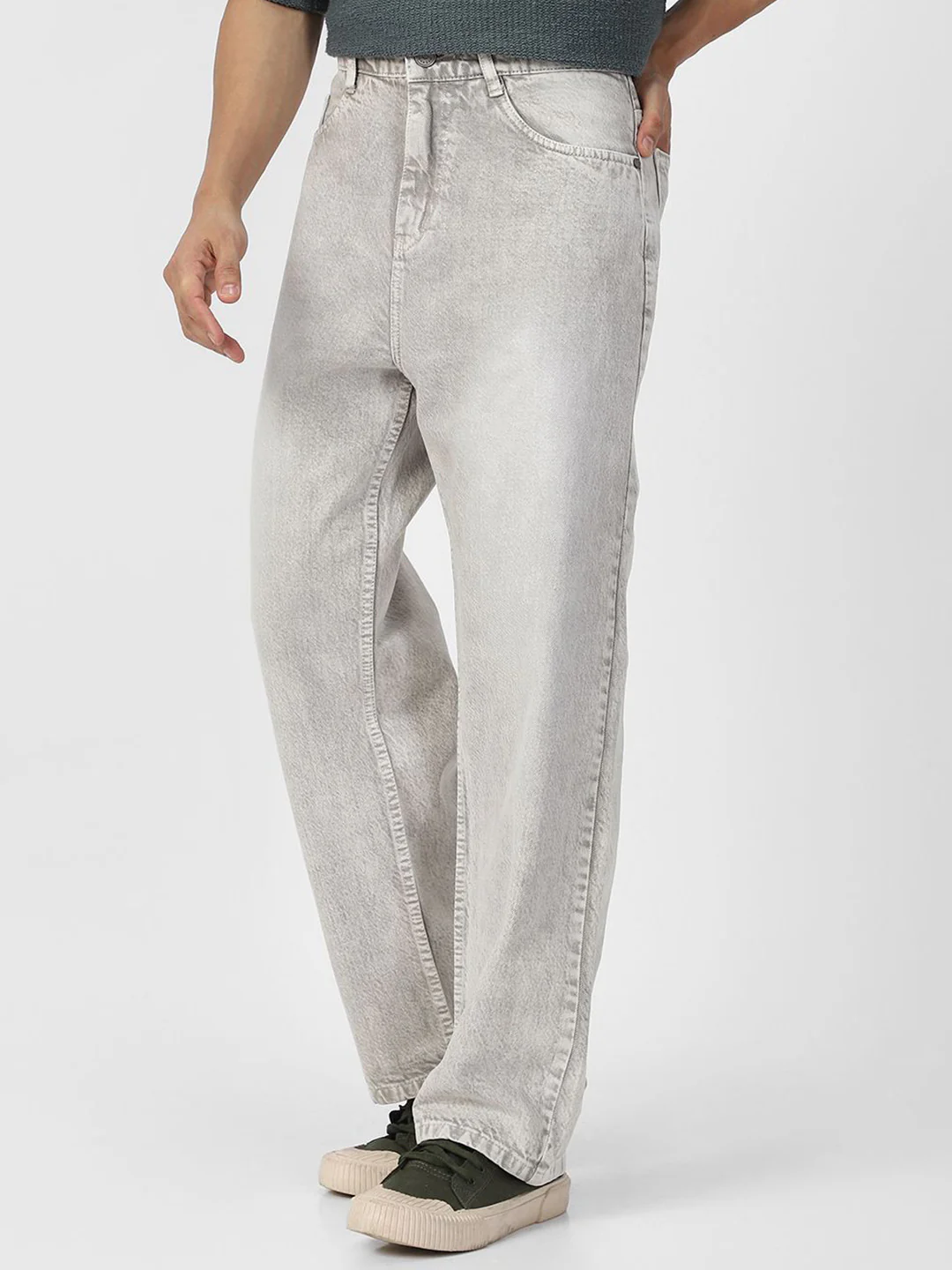 Urbano Fashion Men Loose Relaxed Fit Heavy Fade Jeans - Image 2