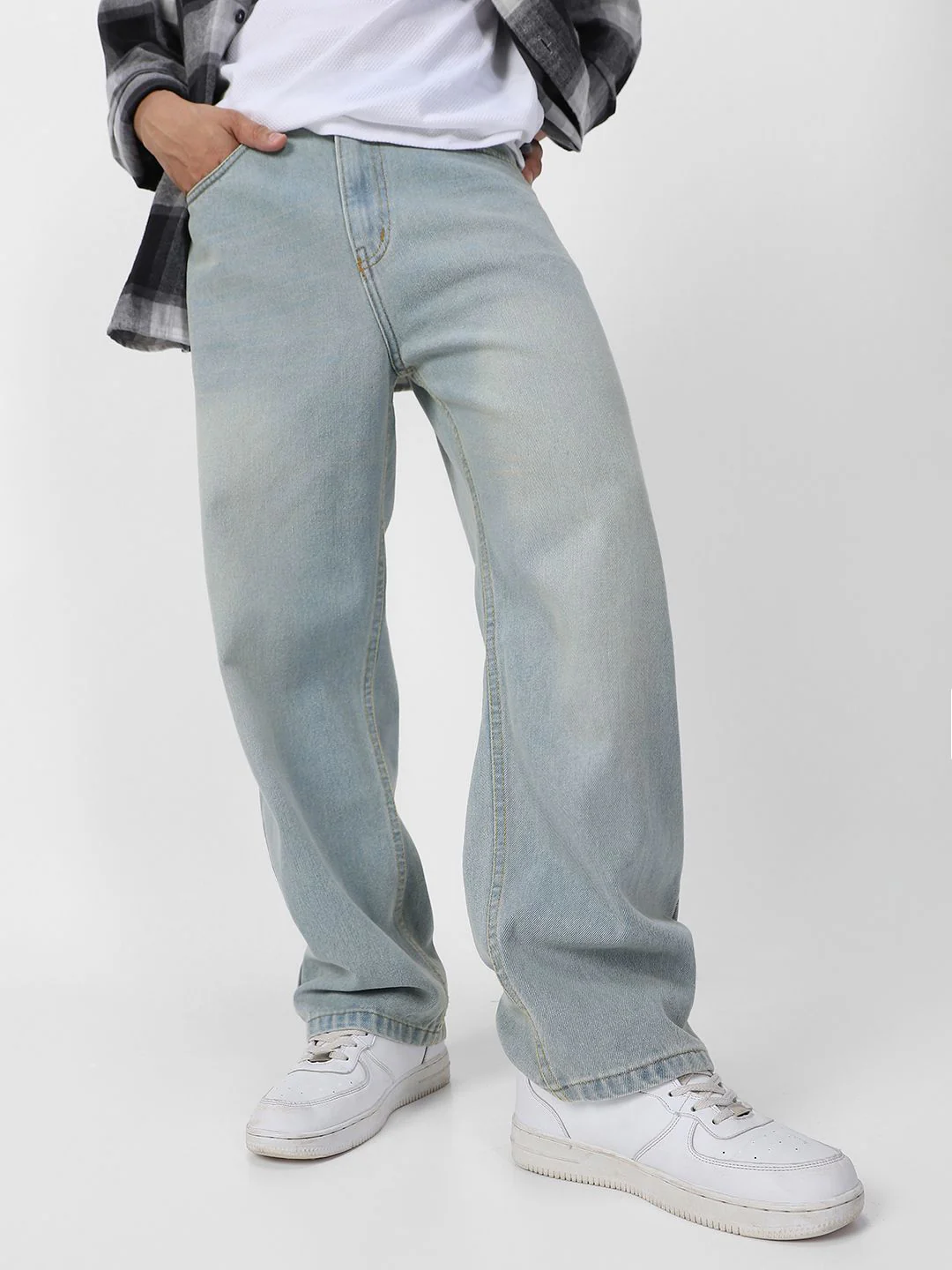 Urbano Fashion Men Loose Relaxed Fit Heavy Fade Jeans