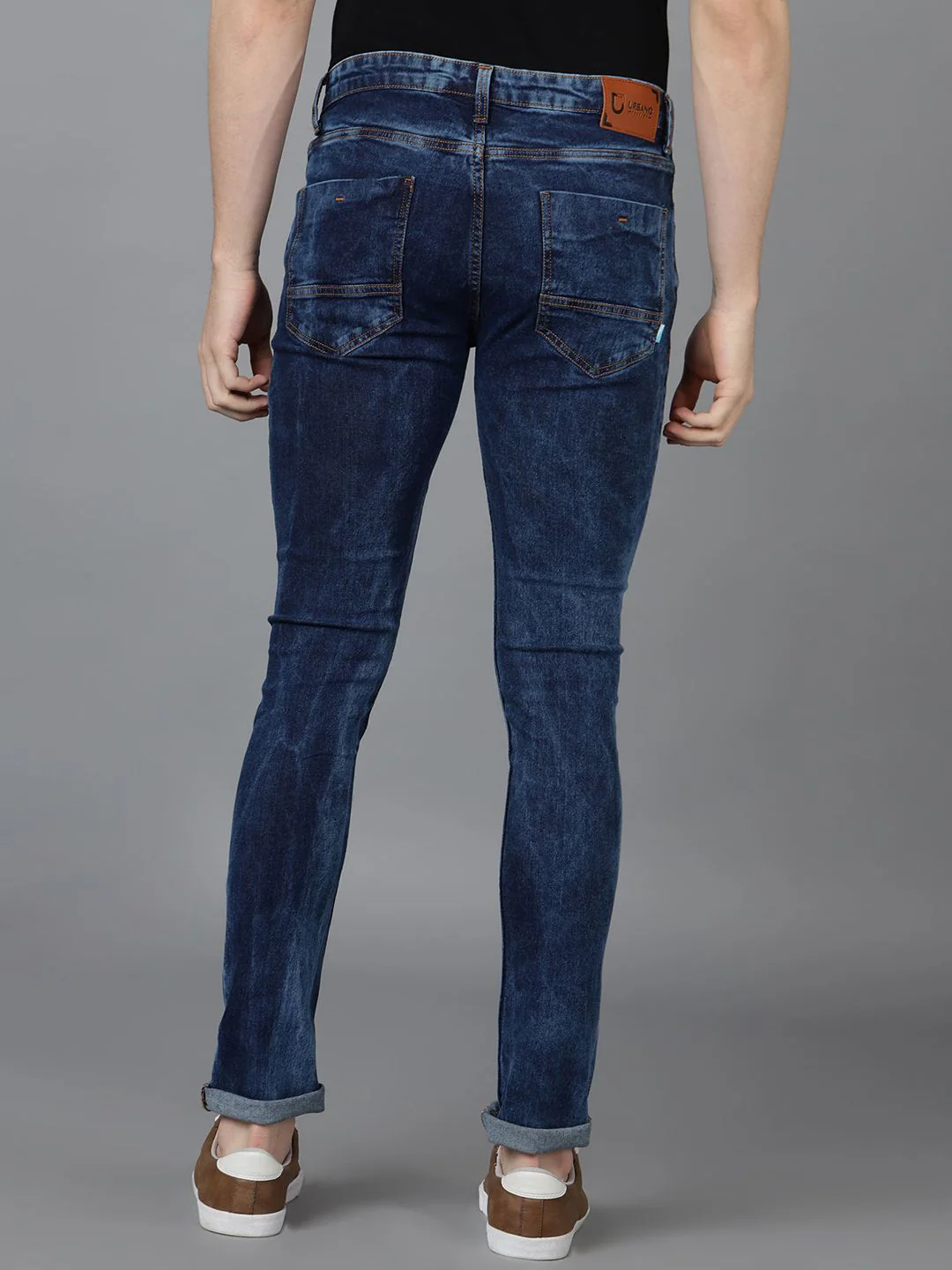 Urbano Fashion Men Skinny Fit Low Distress Heavy Fade Stretchable Cotton Jeans - Image 3