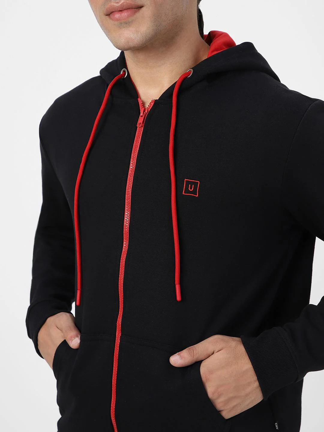 Urbano Fashion Men Solid Hooded Front-Open Sweatshirt - Image 3