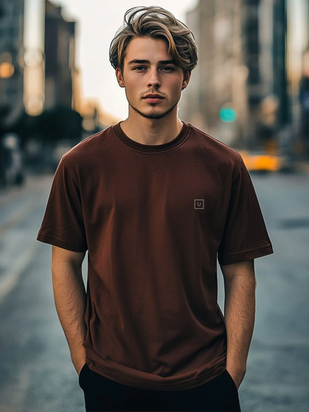 Urbano Fashion Men Solid Round Neck Cotton Oversized T-shirt