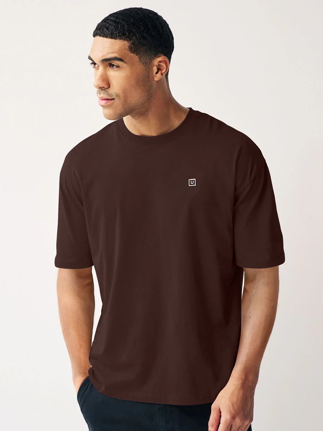 Urbano Fashion Men Solid Round Neck Cotton Oversized T-shirt - Image 2