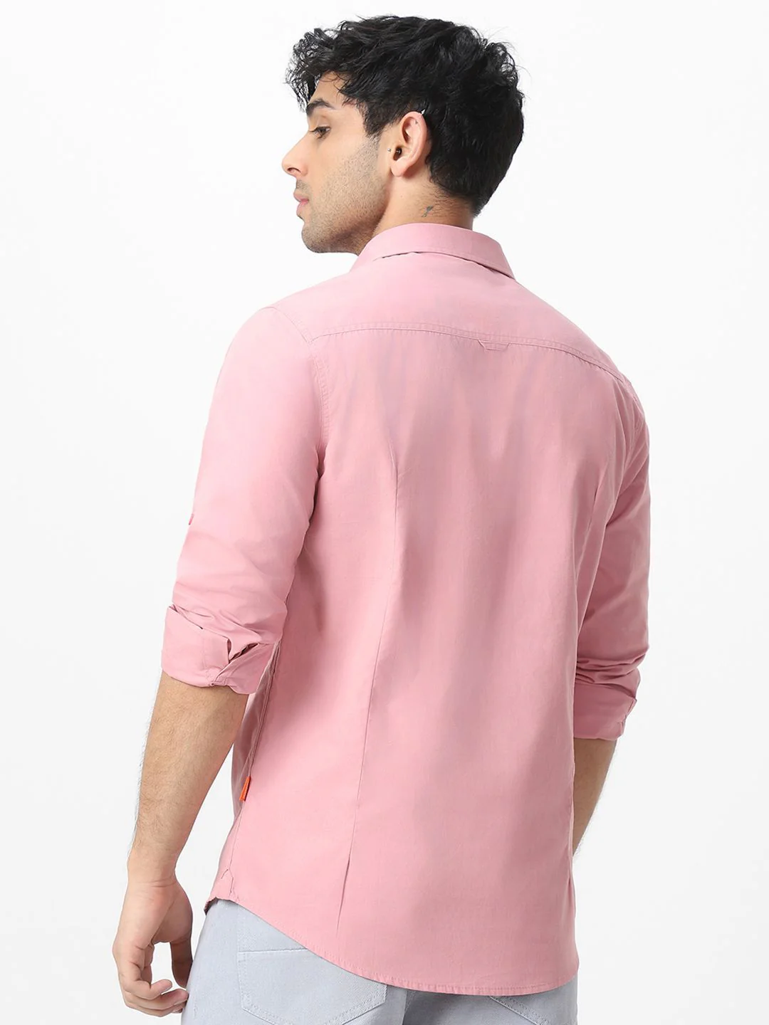 Urbano Fashion Men Spread Collar Solid Cotton Casual Shirt - Image 4