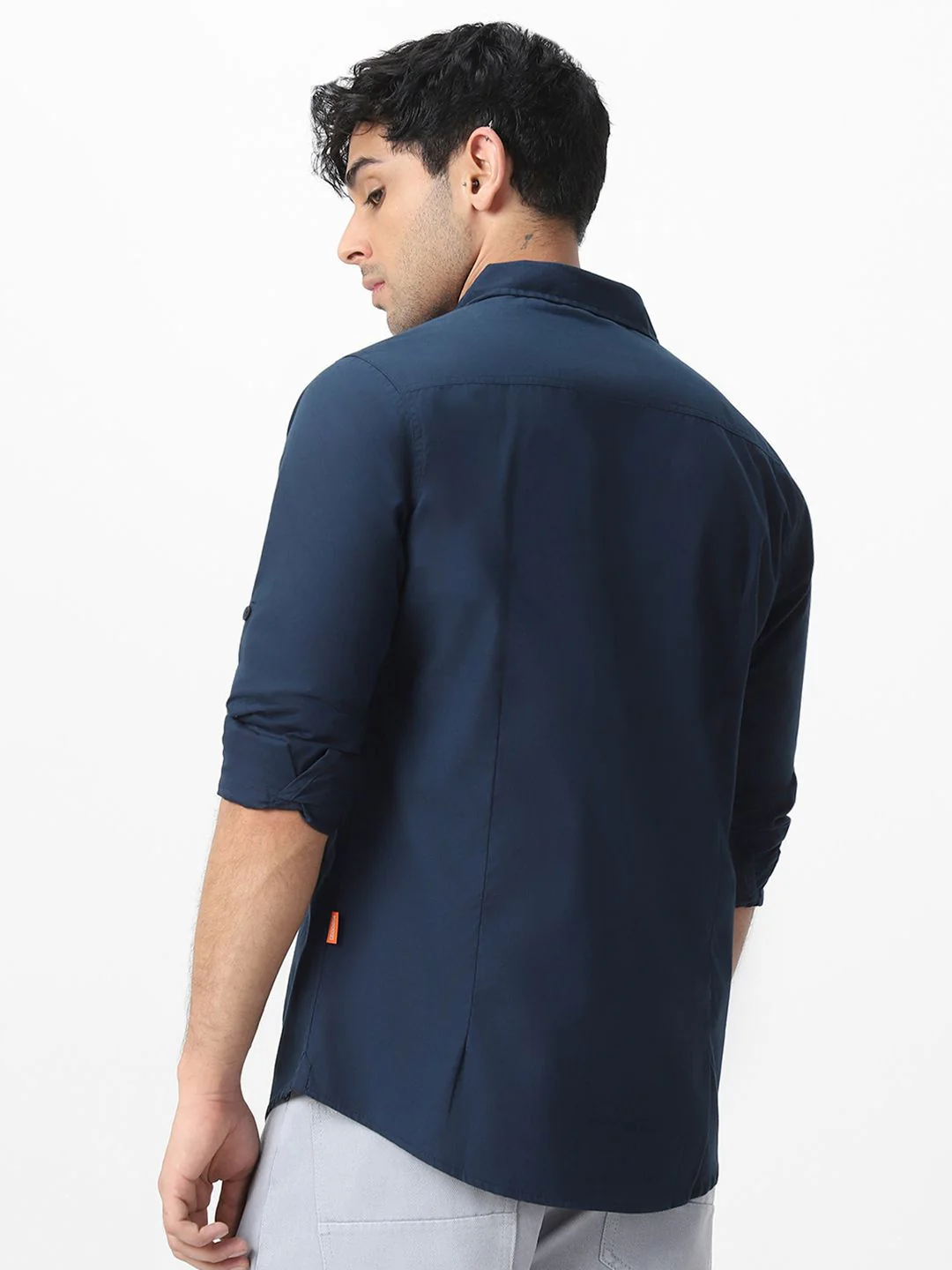 Urbano Fashion Men Spread Collar Solid Cotton Casual Shirt - Image 5