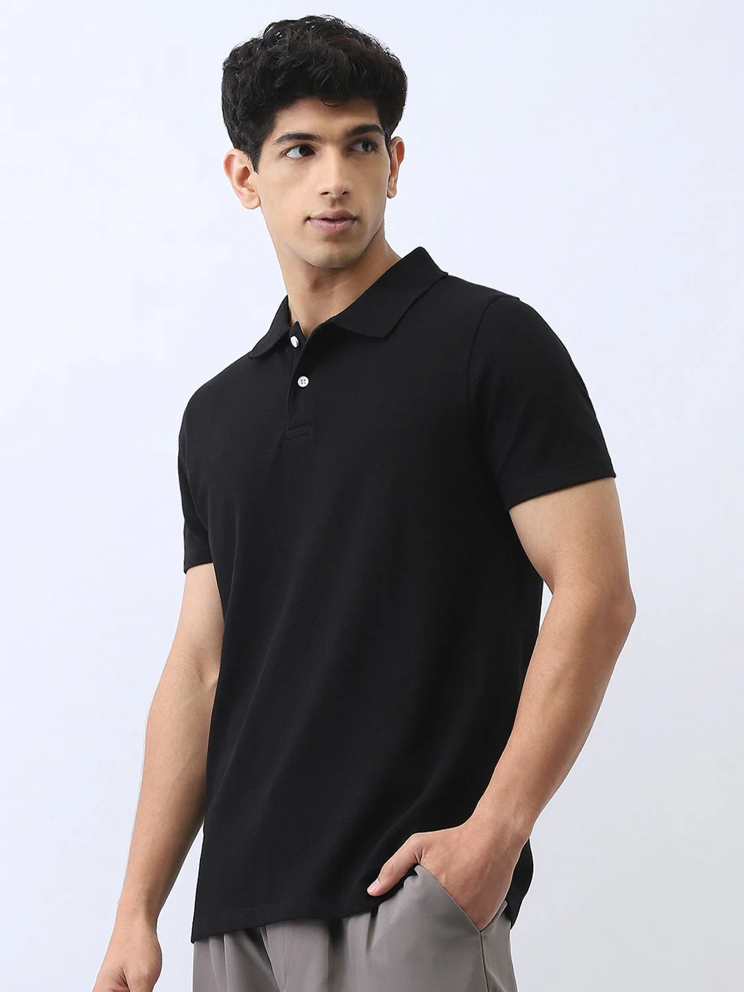 Urbano Fashion Men's Black Solid Regular Fit Half Sleeve Cotton Polo T-Shirt - Image 3