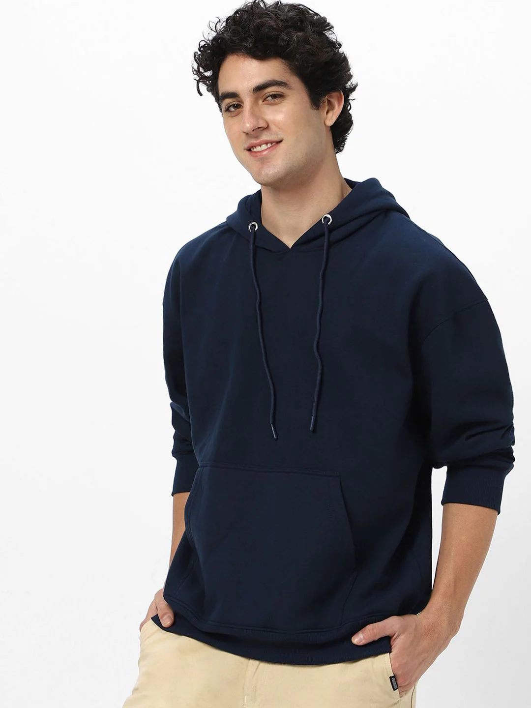 Urbano Fashion Men's Cotton Solid Oversized Hooded Neck Sweatshirt - Image 3