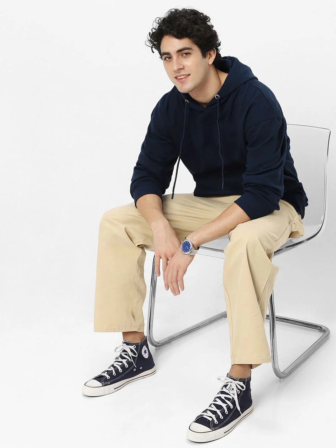 Urbano Fashion Men's Cotton Solid Oversized Hooded Neck Sweatshirt - Image 4