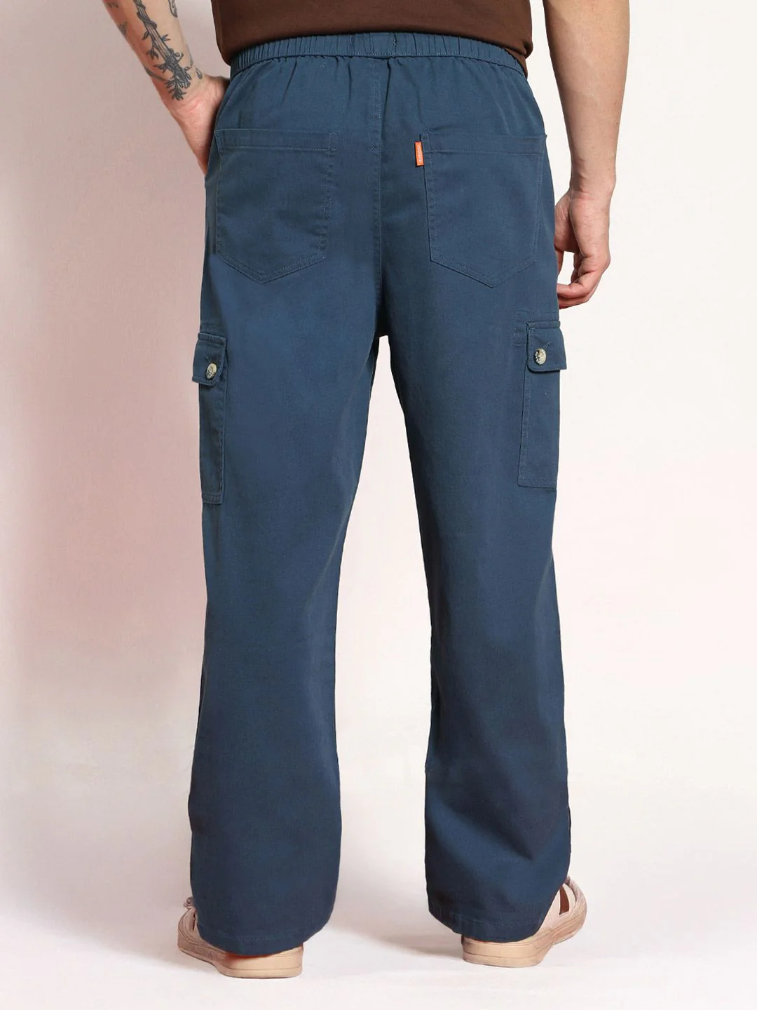 Urbano Fashion Men's Denim Blue Loose Baggy Fit Cargo Jogger - Image 3