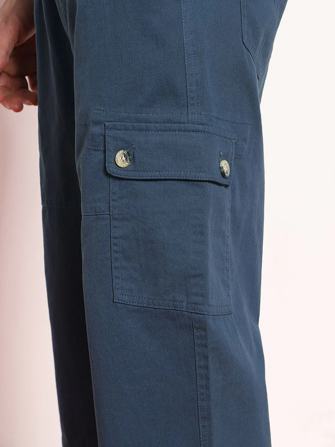 Urbano Fashion Men's Denim Blue Loose Baggy Fit Cargo Jogger - Image 4