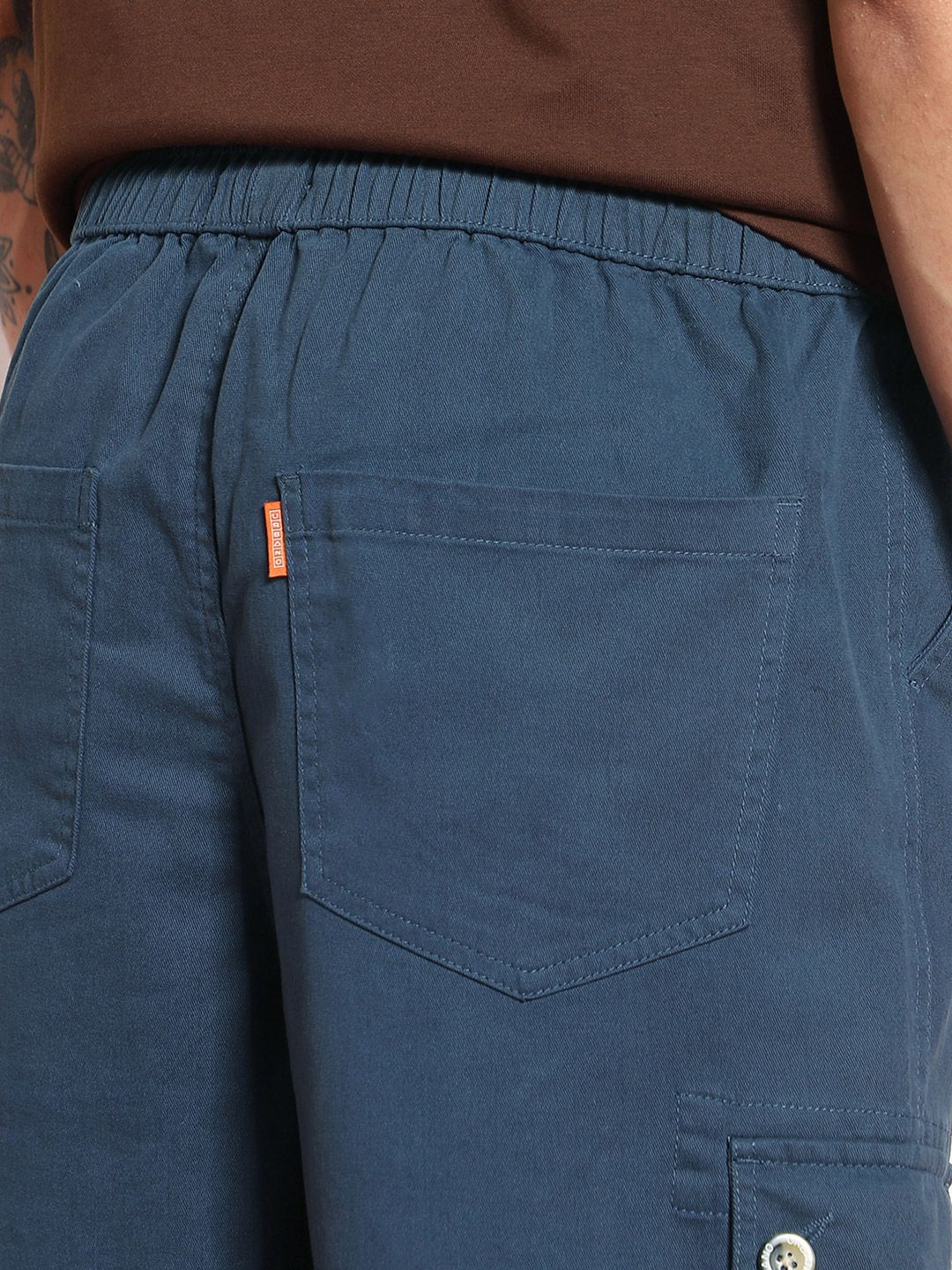 Urbano Fashion Men's Denim Blue Loose Baggy Fit Cargo Jogger - Image 6