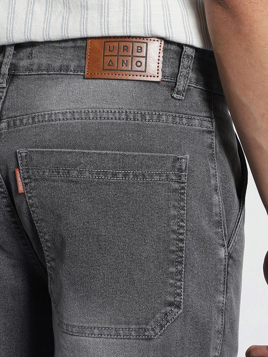 Urbano Fashion Men's Light Grey Regular Fit Washed Cargo Jeans With 6 Pockets Stretchable - Image 7