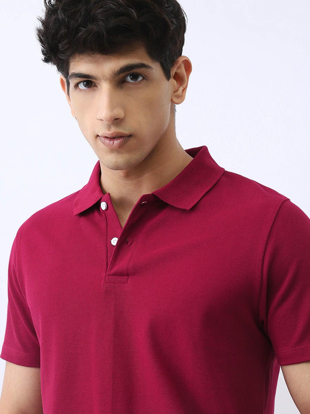 Urbano Fashion Men's Wine Solid Regular Fit Half Sleeve Polo Collar T-Shirt - Image 2
