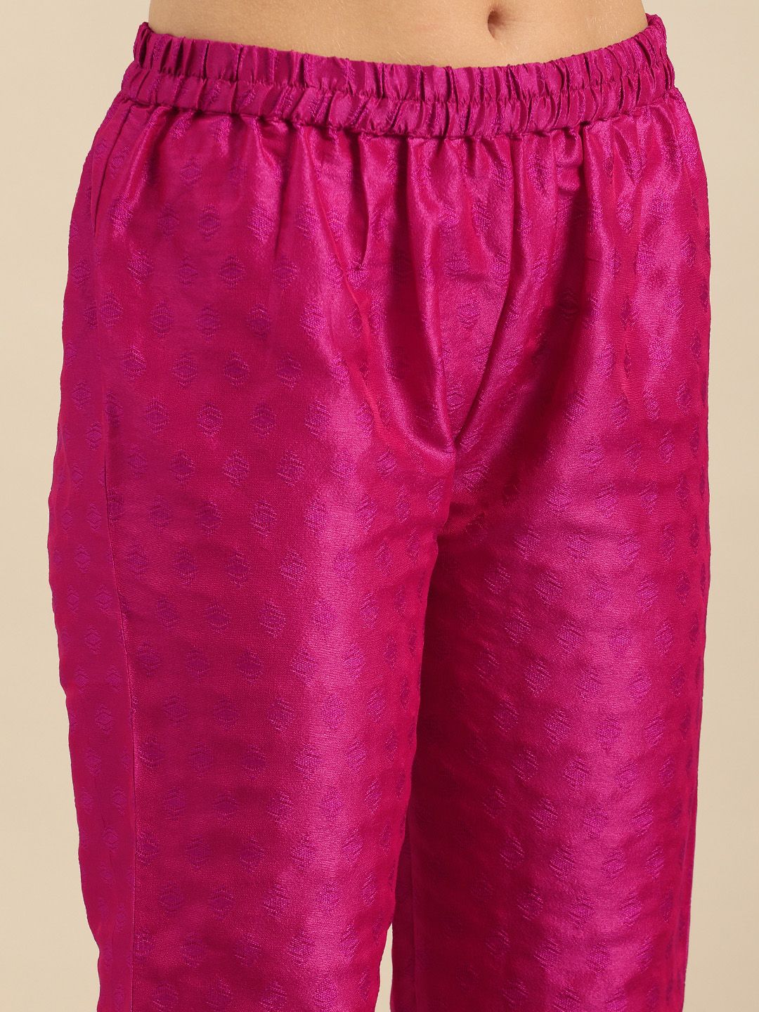 Varanga Women Magenta & Gold-Toned Embroidered Kurta with Trousers & Dupatta - Image 3