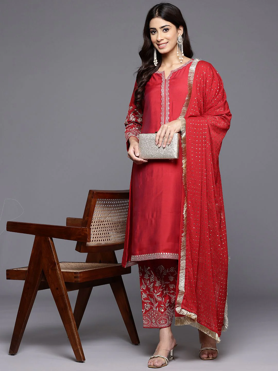 Varanga Women Zari & Sequin Embroidered Kurta with Salwar & Dupatta - Image 7