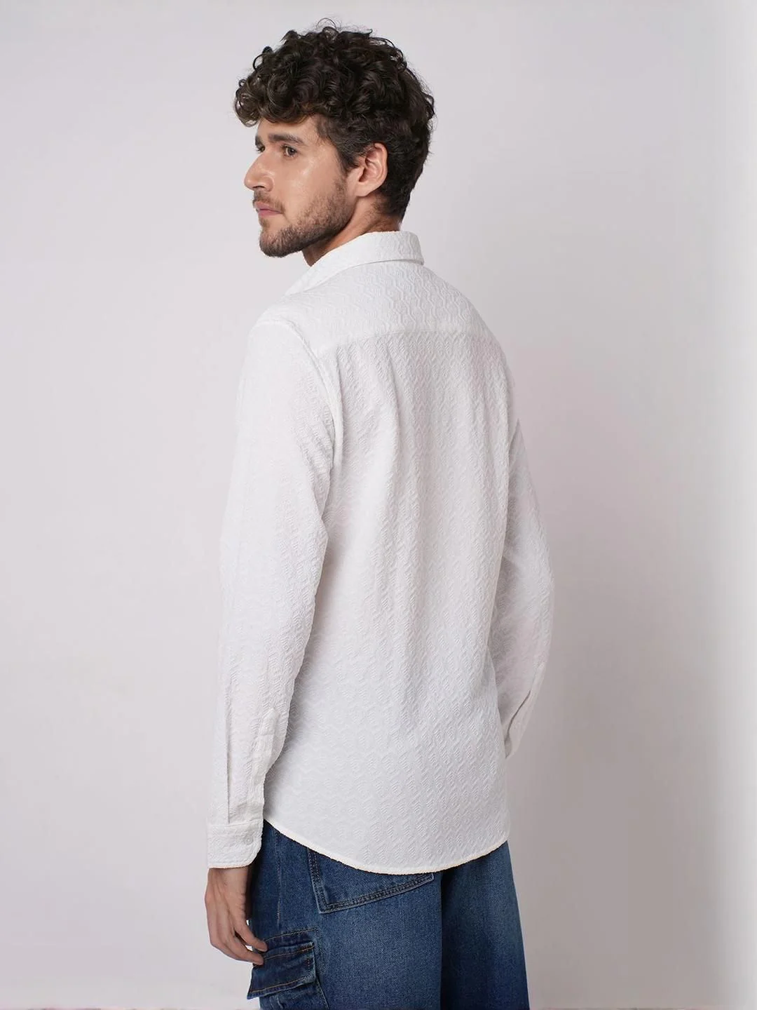 VASTRADO Classic Cloud Grain Textured Slim Fit Cotton Casual Shirt - Image 6