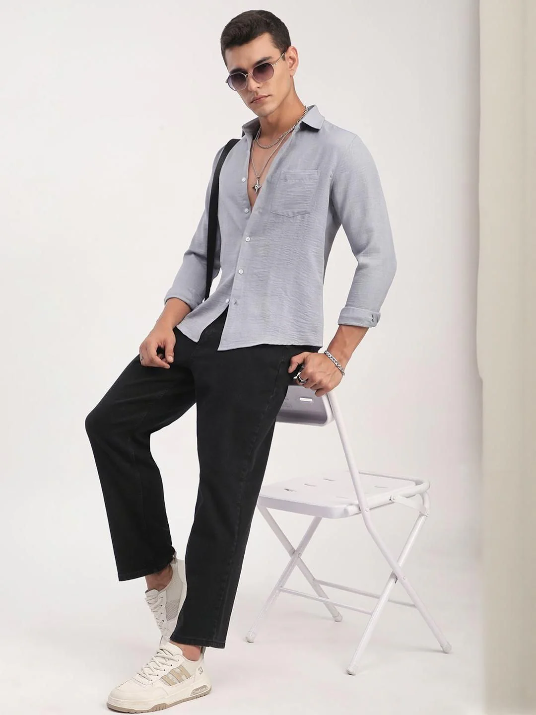 VASTRADO Classic Minimalist Crinkled Slim Fit Cotton Casual Shirt - Image 4