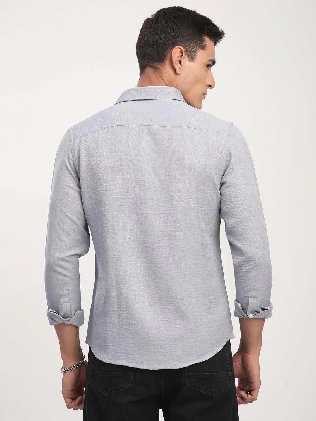 VASTRADO Classic Minimalist Crinkled Slim Fit Cotton Casual Shirt - Image 5