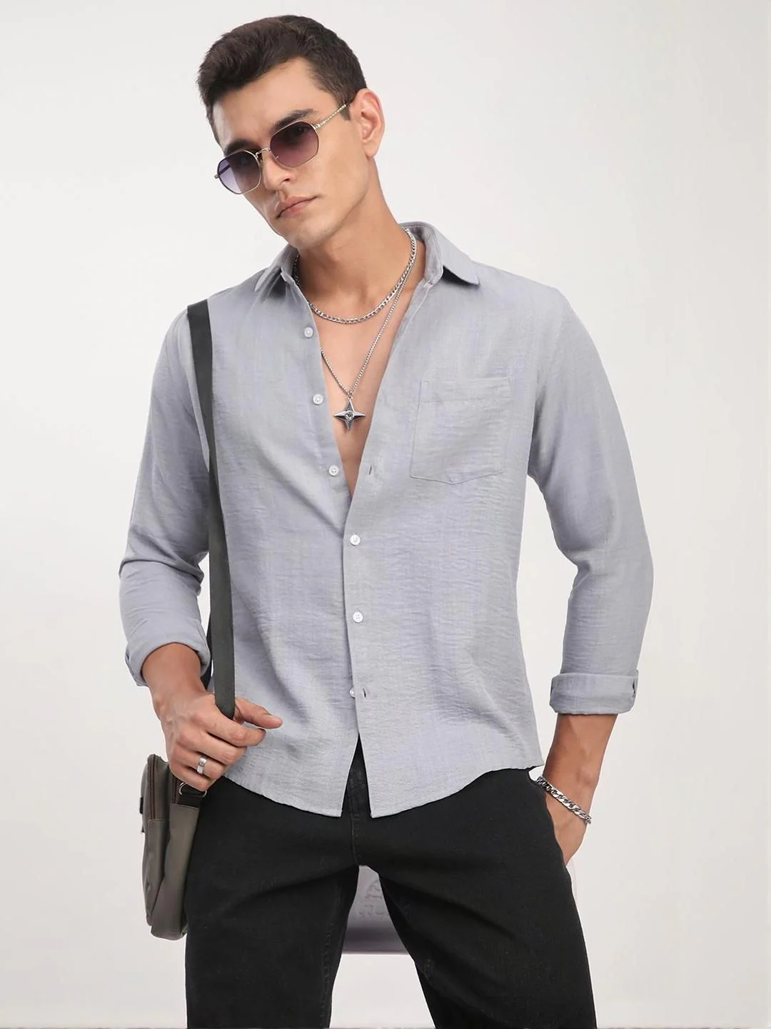 VASTRADO Classic Minimalist Crinkled Slim Fit Cotton Casual Shirt - Image 6