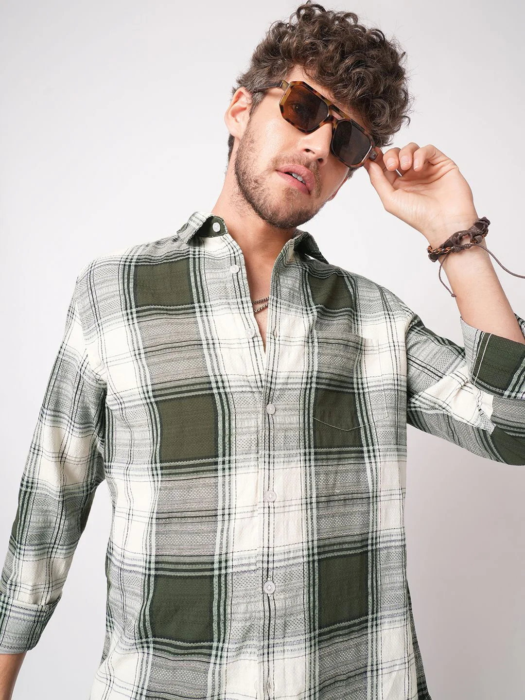 VASTRADO Classic Precision Weave Checked Slim Fit Jacquard Casual Shirt - Image 7