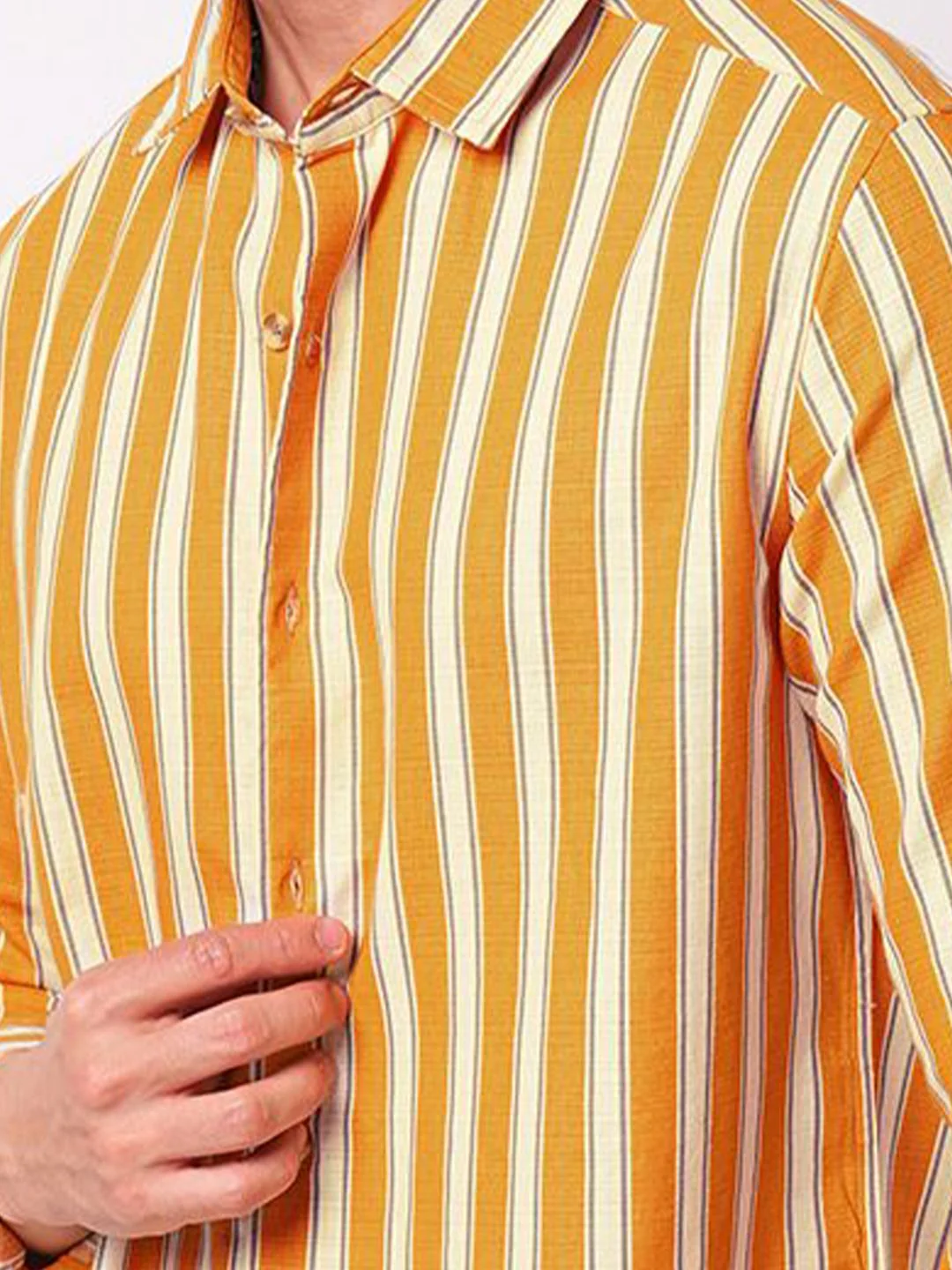 VASTRADO Classic Vertical Striped Slim Fit Cotton Casual Shirt - Image 2