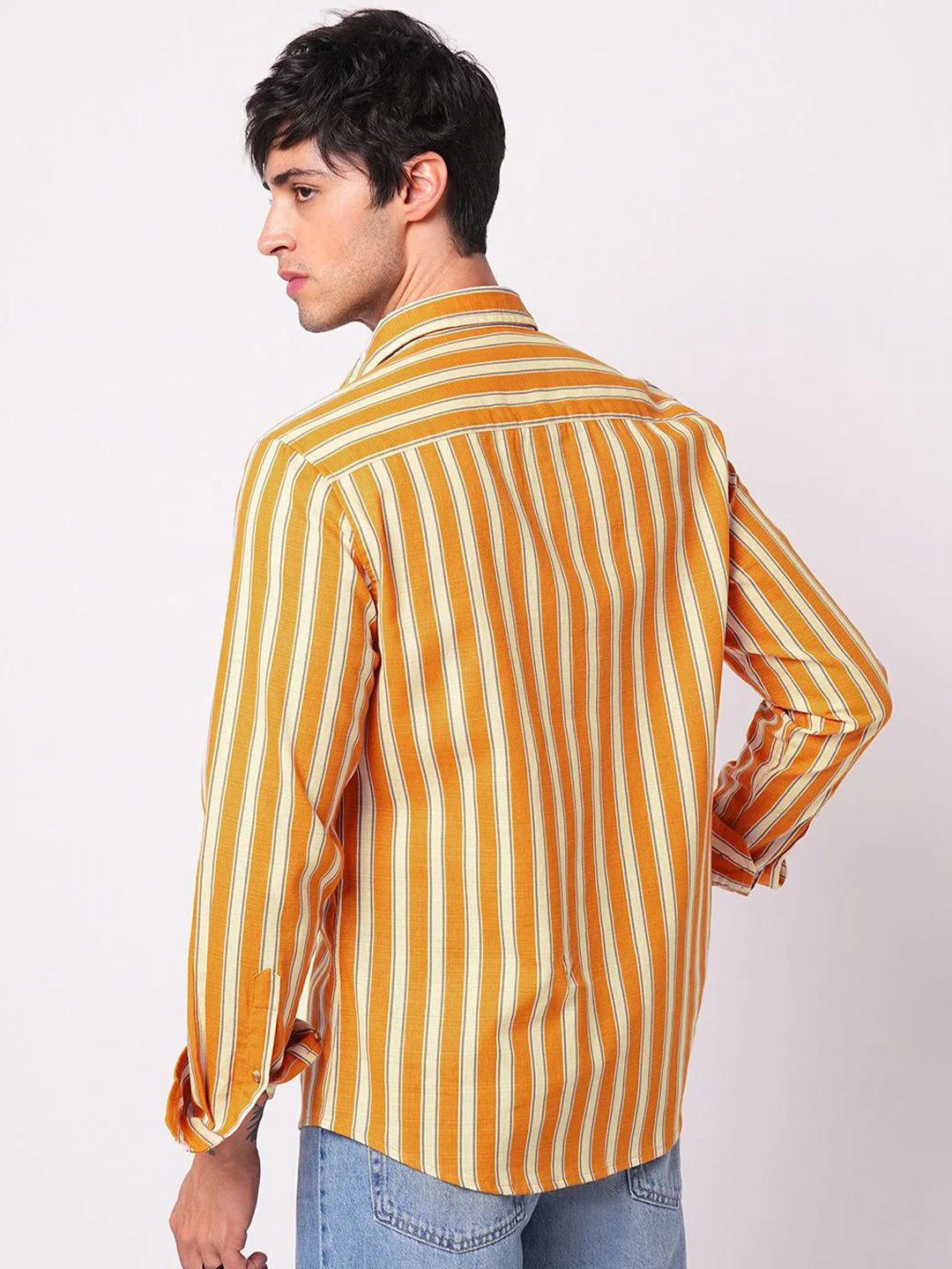 VASTRADO Classic Vertical Striped Slim Fit Cotton Casual Shirt - Image 5