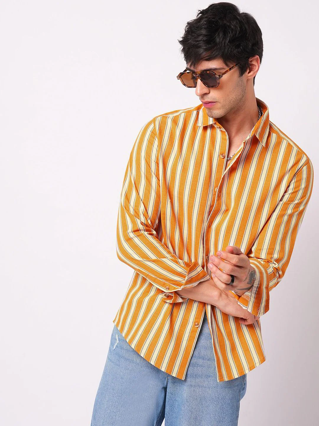 VASTRADO Classic Vertical Striped Slim Fit Cotton Casual Shirt - Image 6