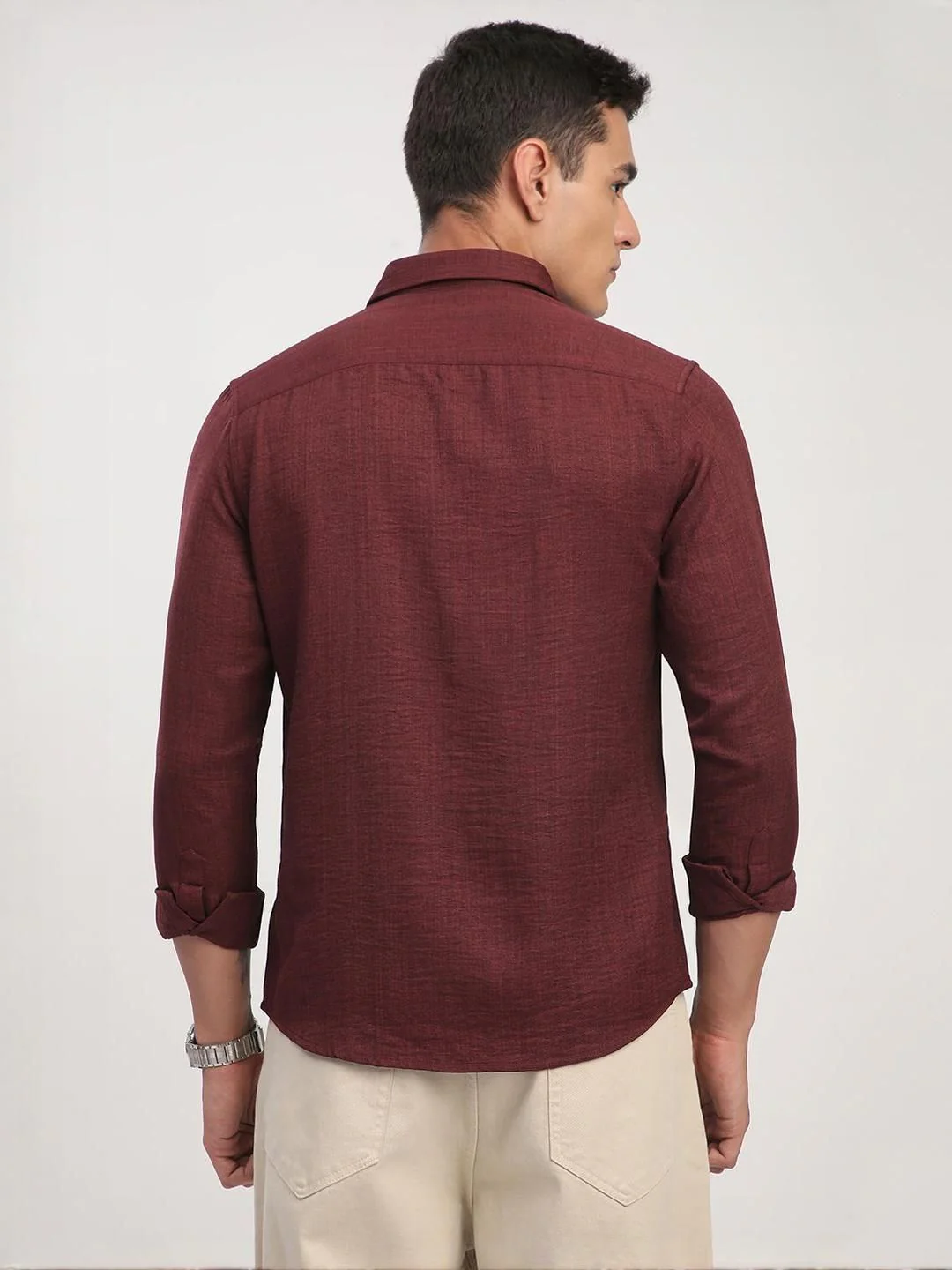 VASTRADO Men Classic Fit Solid Spread Collar Casual Shirt - Image 5