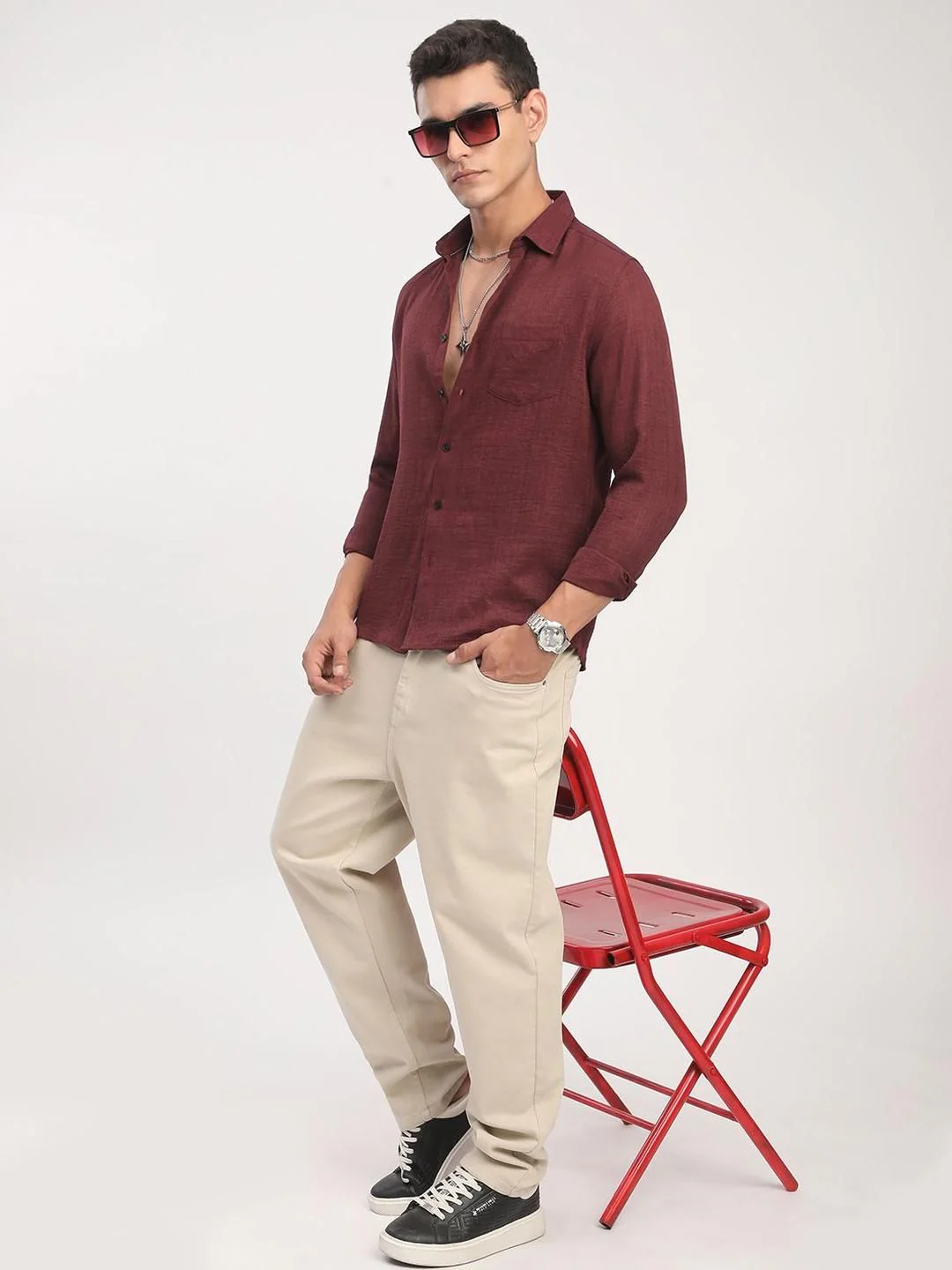 VASTRADO Men Classic Fit Solid Spread Collar Casual Shirt - Image 6