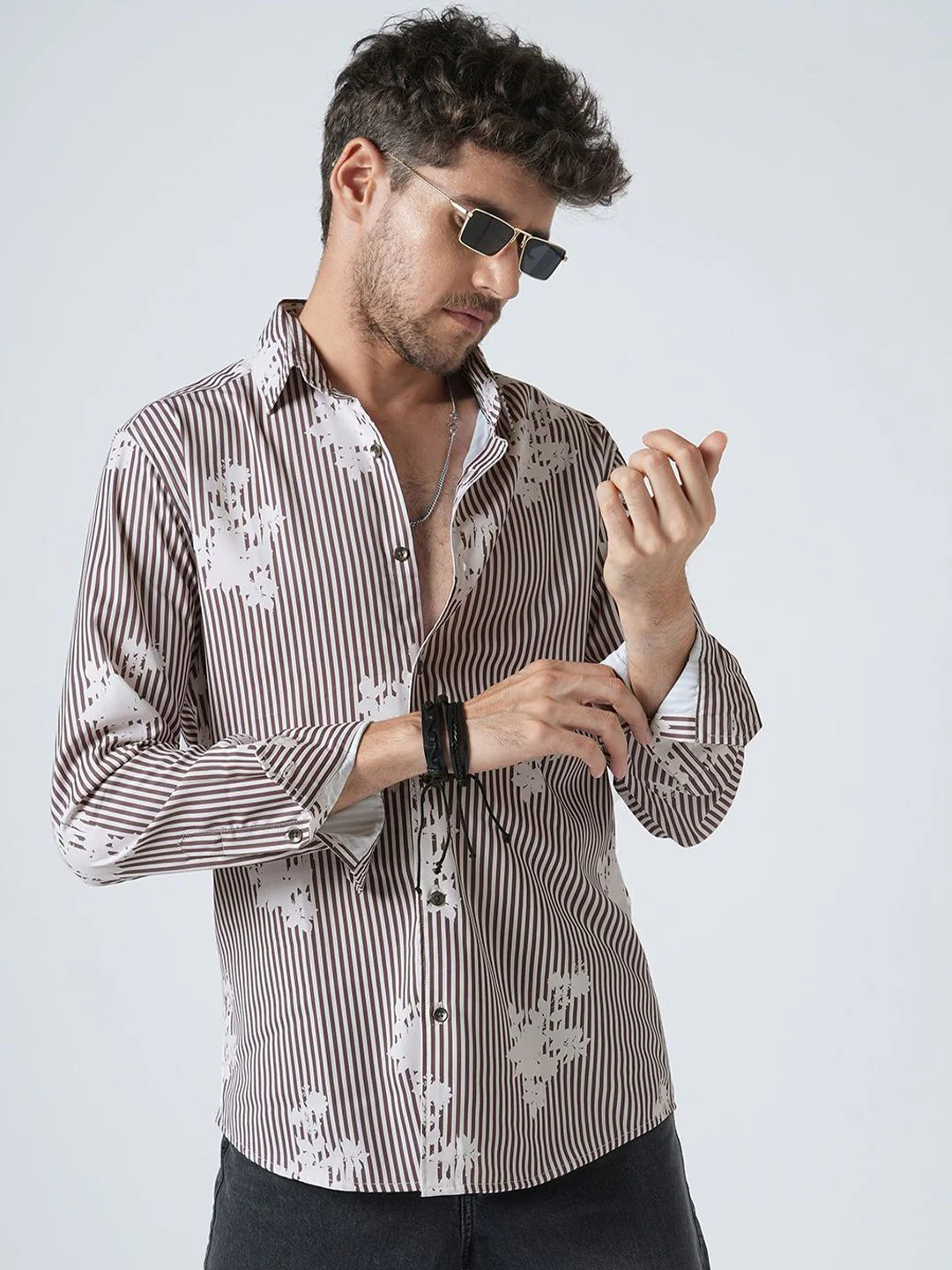 VASTRADO Men Classic Fit Vertical Striped Spread Collar Casual Shirt - Image 6