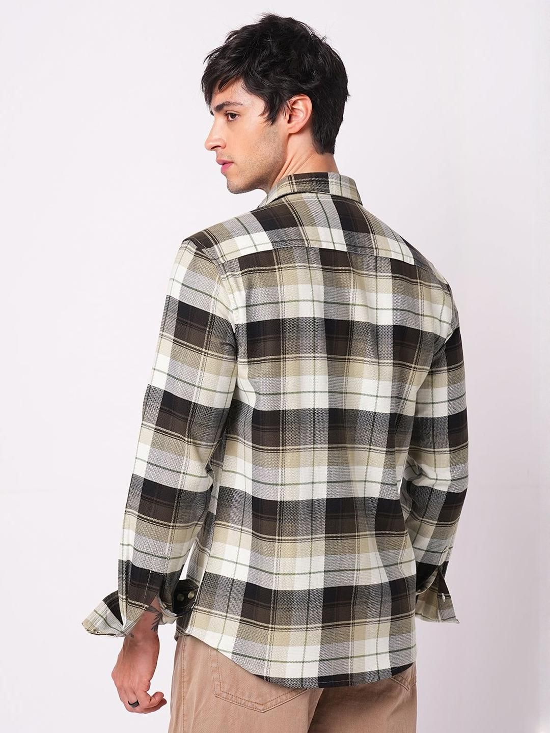 VASTRADO Men Classic Slim Fit Checked Casual Shirt - Image 5