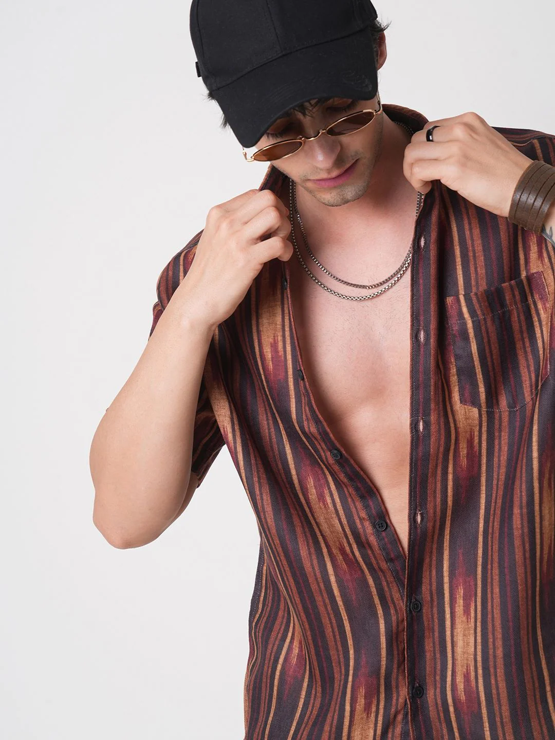 VASTRADO Men Classic Slim Fit Multi Stripes Opaque Striped Casual Shirt