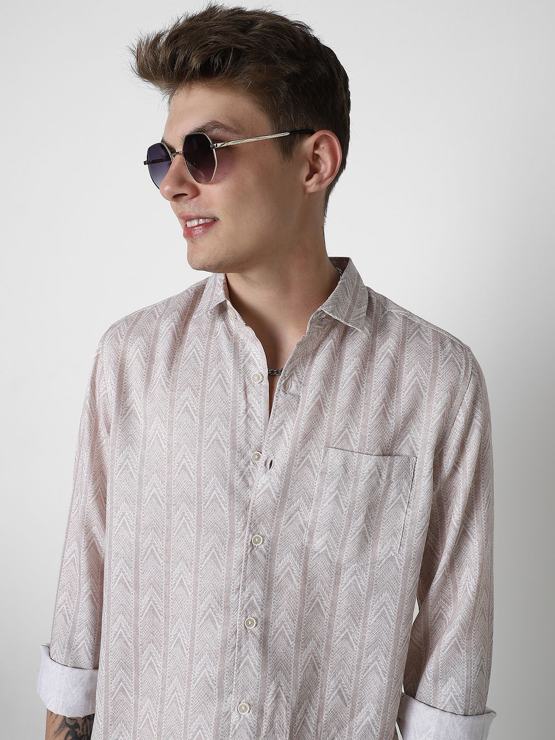 VASTRADO Men Classic Slim Fit Opaque Printed Casual Shirt - Image 3