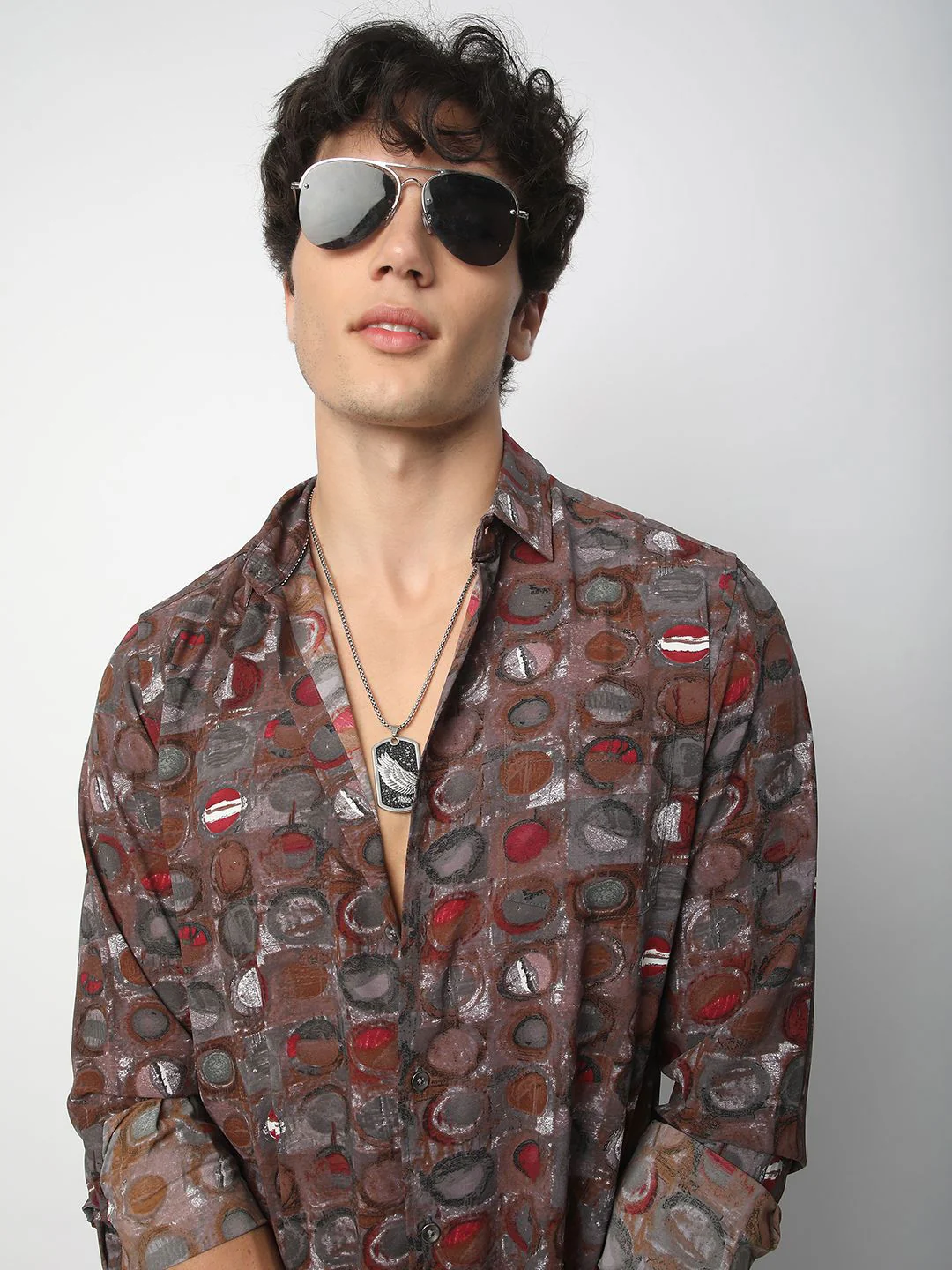 VASTRADO Men Classic Spread Collar Abstract Printed Slim Fit Casual Shirt - Image 2