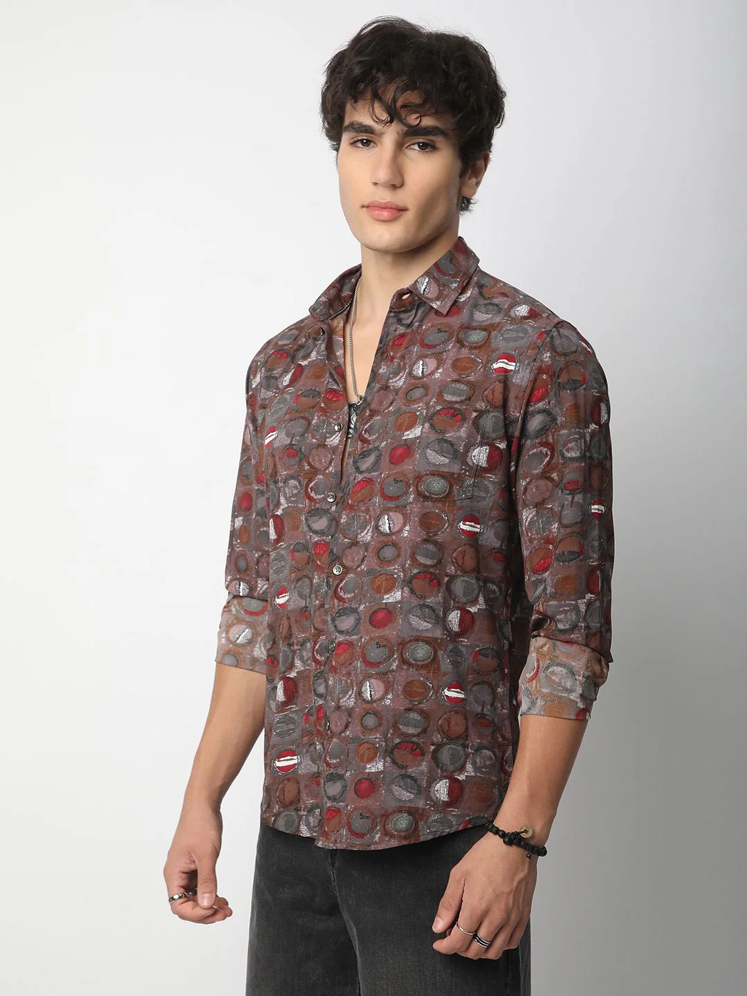 VASTRADO Men Classic Spread Collar Abstract Printed Slim Fit Casual Shirt - Image 3