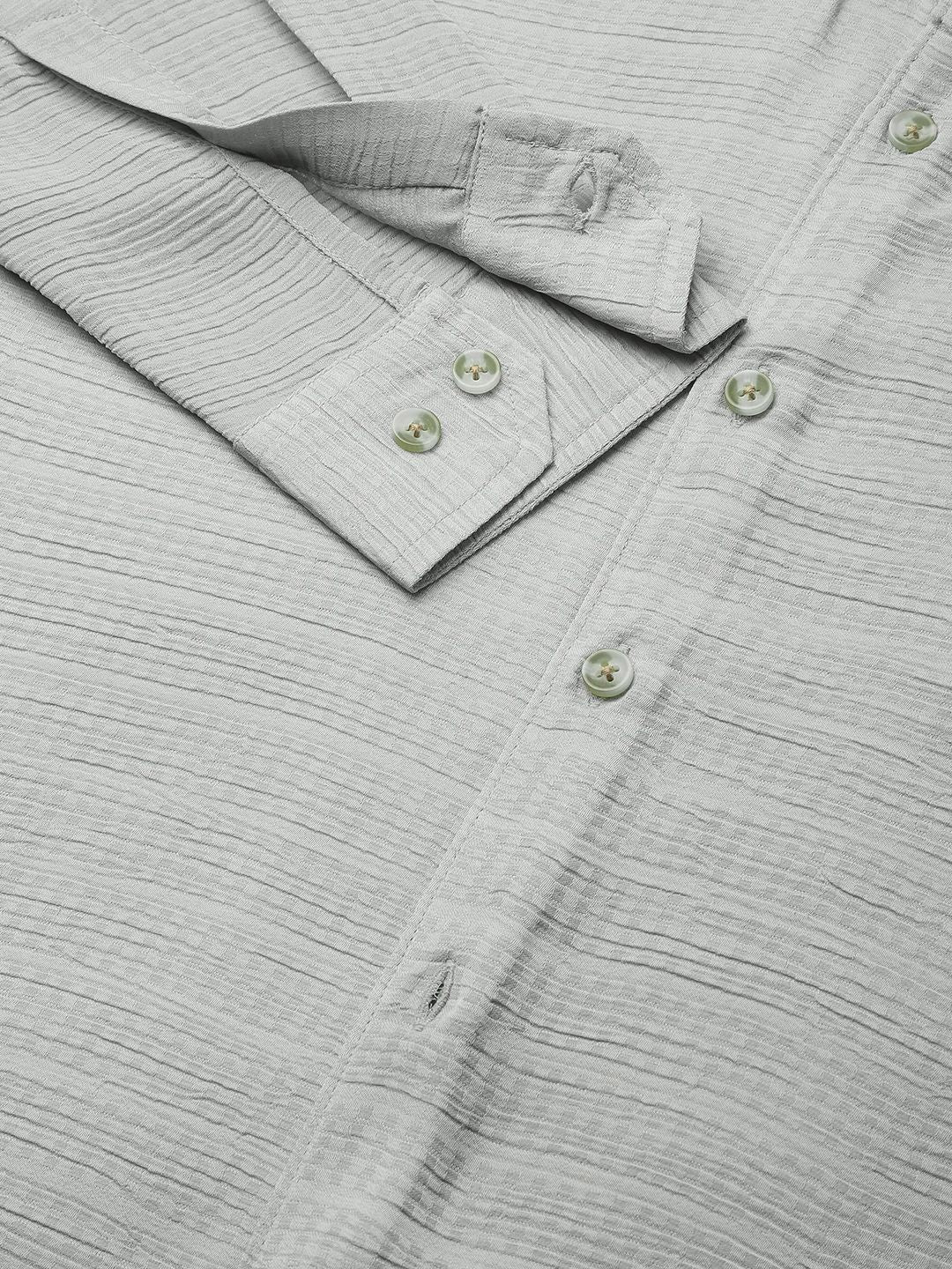 VASTRADO Men Classic Spread Collar Textured Slim Fit Casual Shirt - Image 7