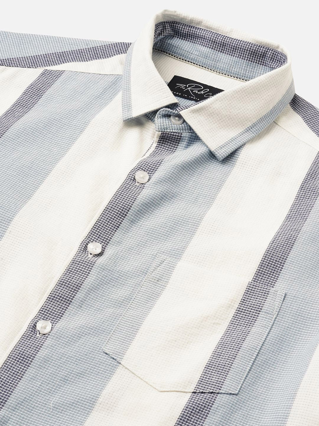 VASTRADO Men Slim Fit Vertical Striped Spread Collar Cotton Casual Shirt - Image 2