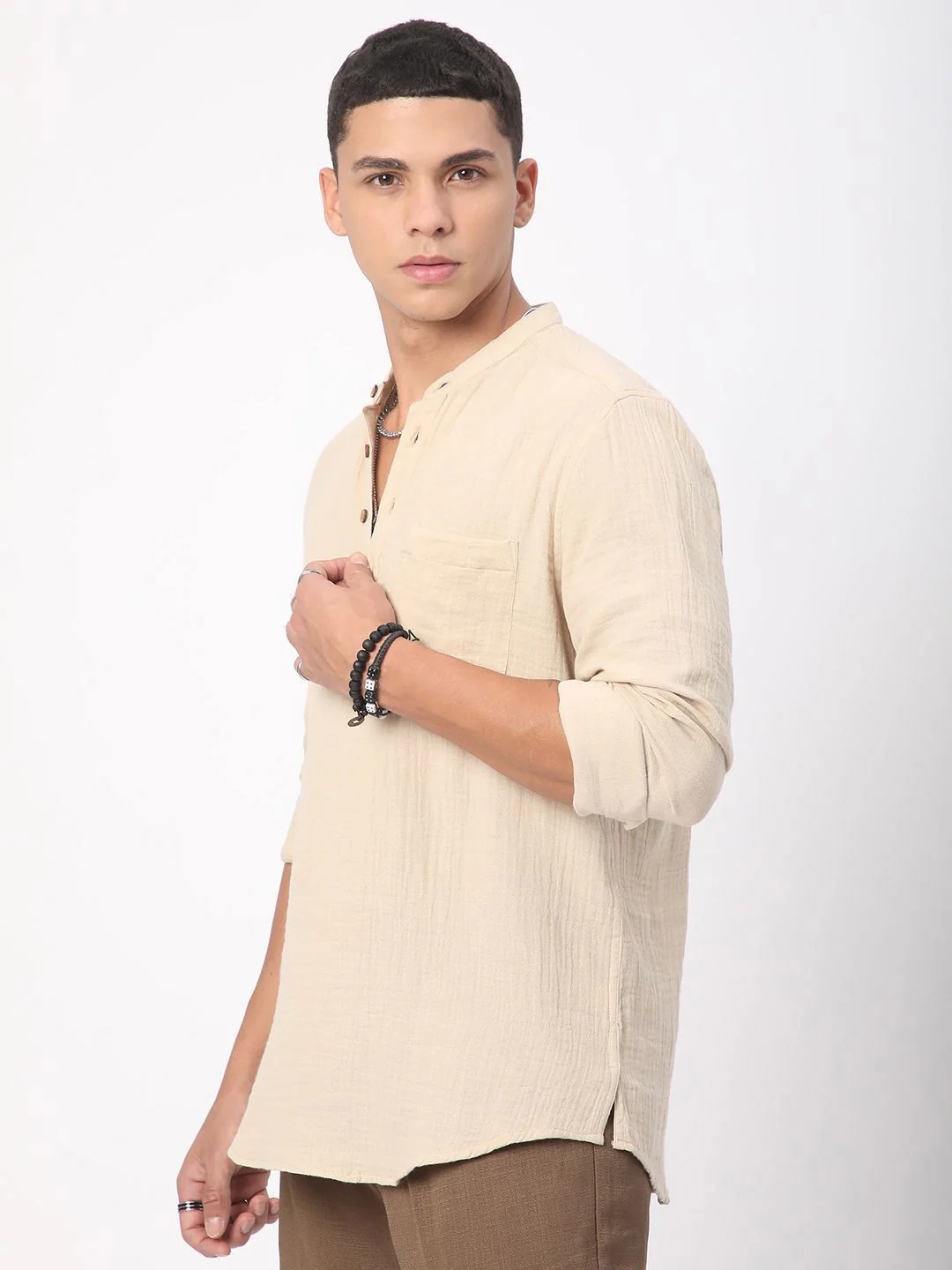 VASTRADO Men Woven Design Anarkali Kurta - Image 5