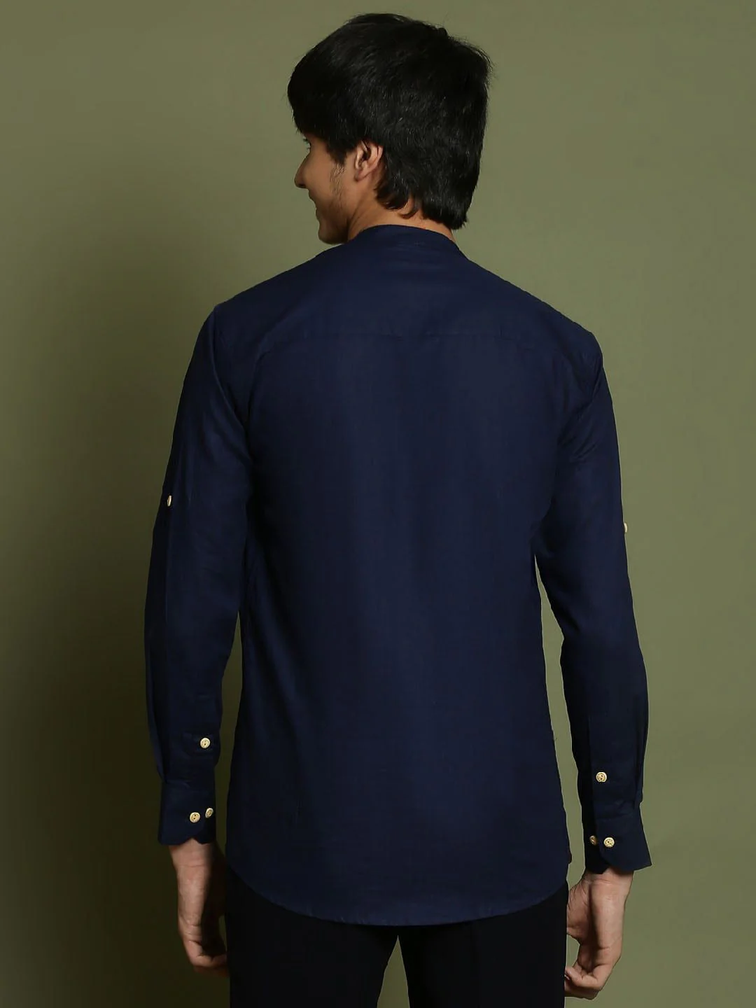 VASTRAMAY Boys Band Collar Roll-Up Sleeves Straight Kurta - Image 5